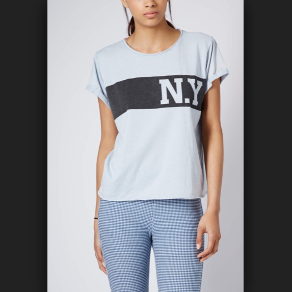 TOPSHOP New York Burnout Graphic T Shirt Top 4 - Picture 1 of 8